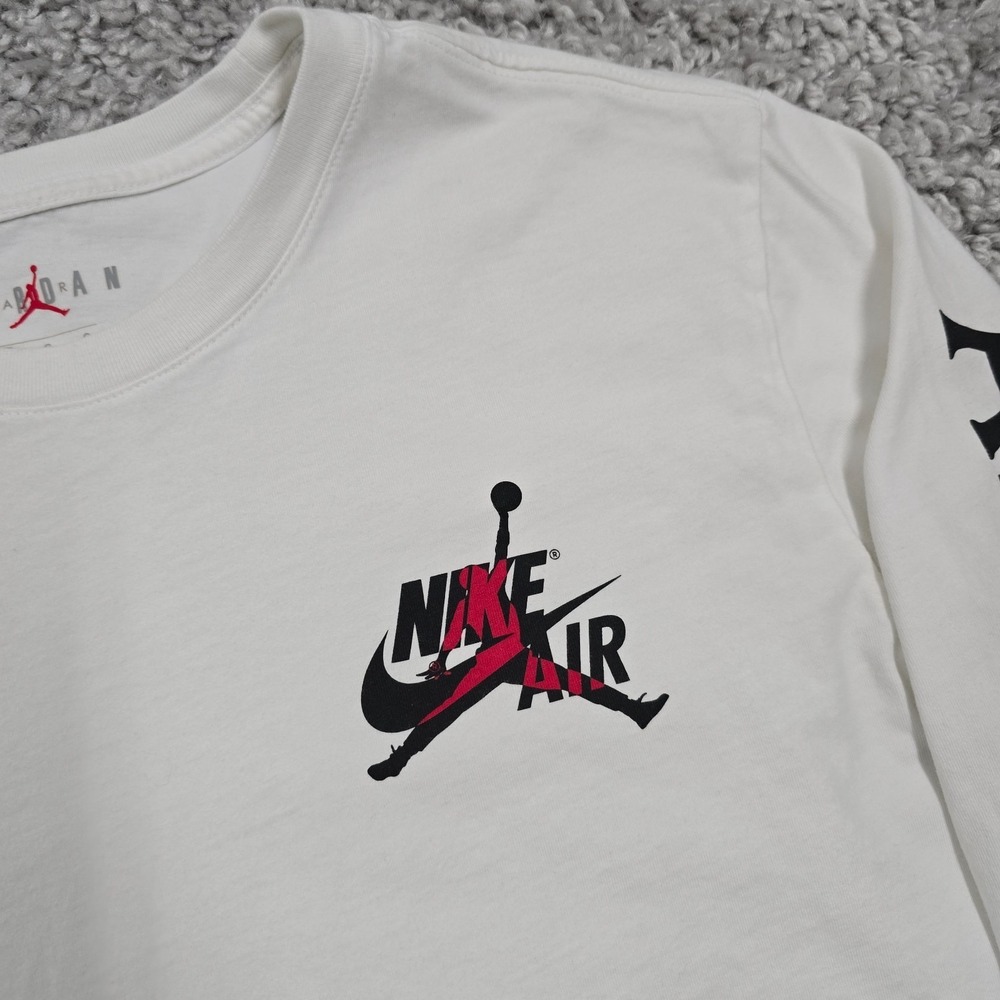 Nike Jordan Mens Jumpman Long Sleeve Shirt White Large‎ Basketball Streetwear - Picture 3 of 10